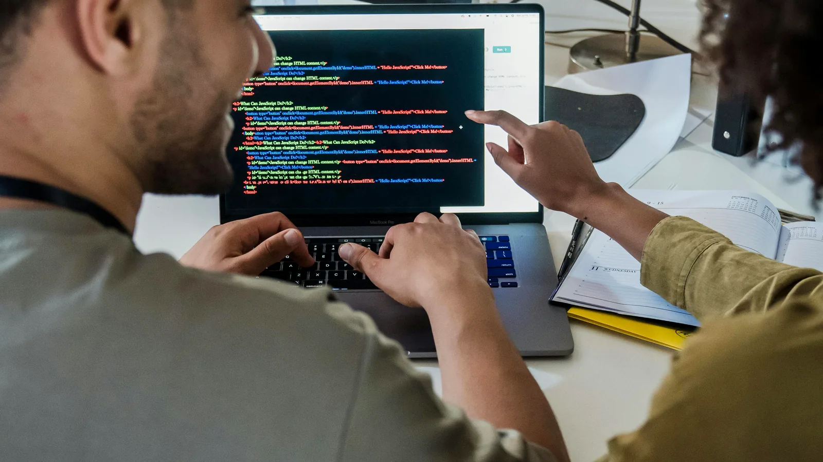 Security engineering team reviewing code and scope